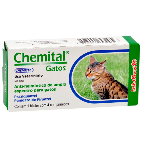 Vermífugo Chemital Gatos 4 Comprimidos - Mini Preço Pet Shop
